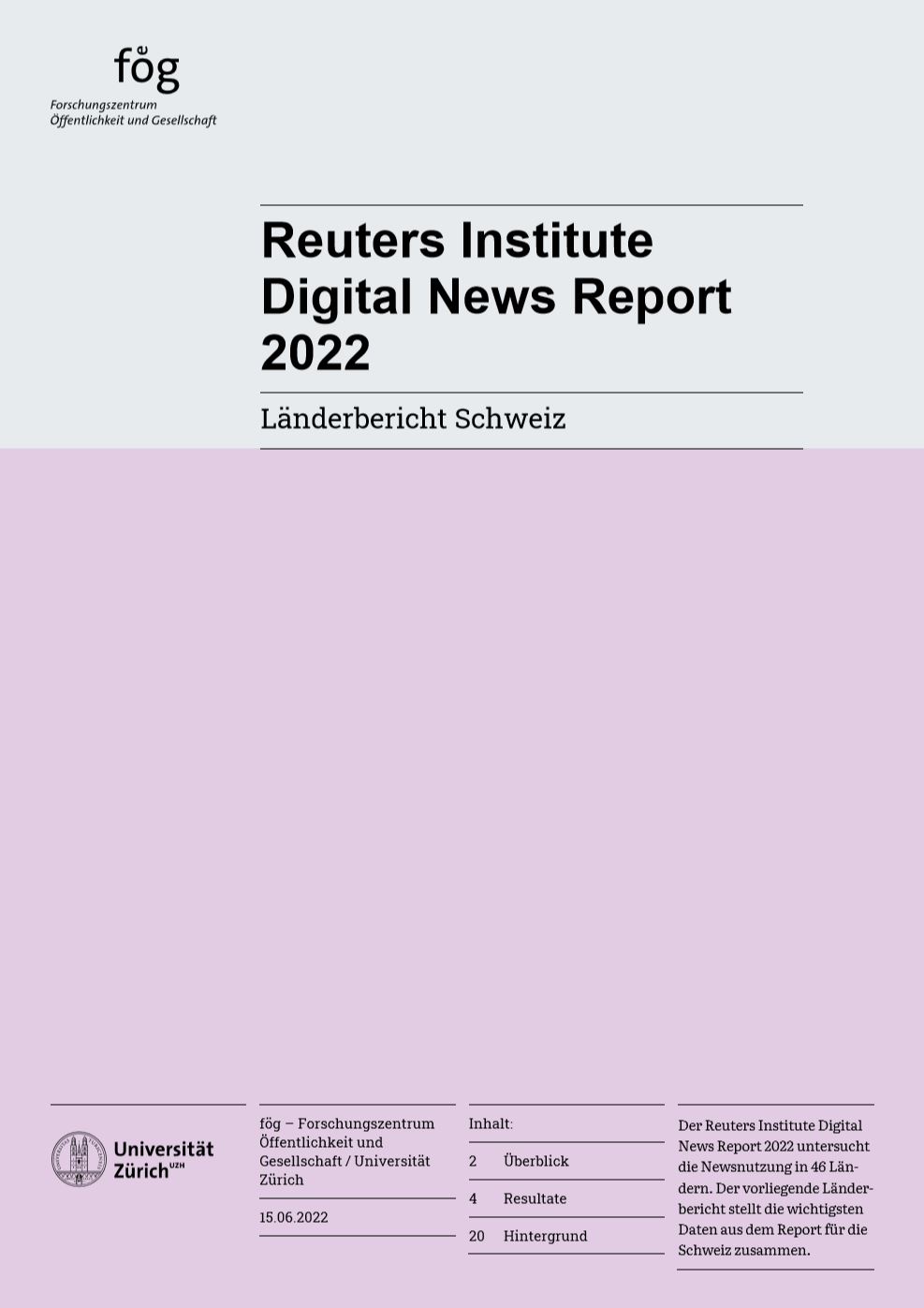 Digital News Report 2022 Länderbericht Schweiz