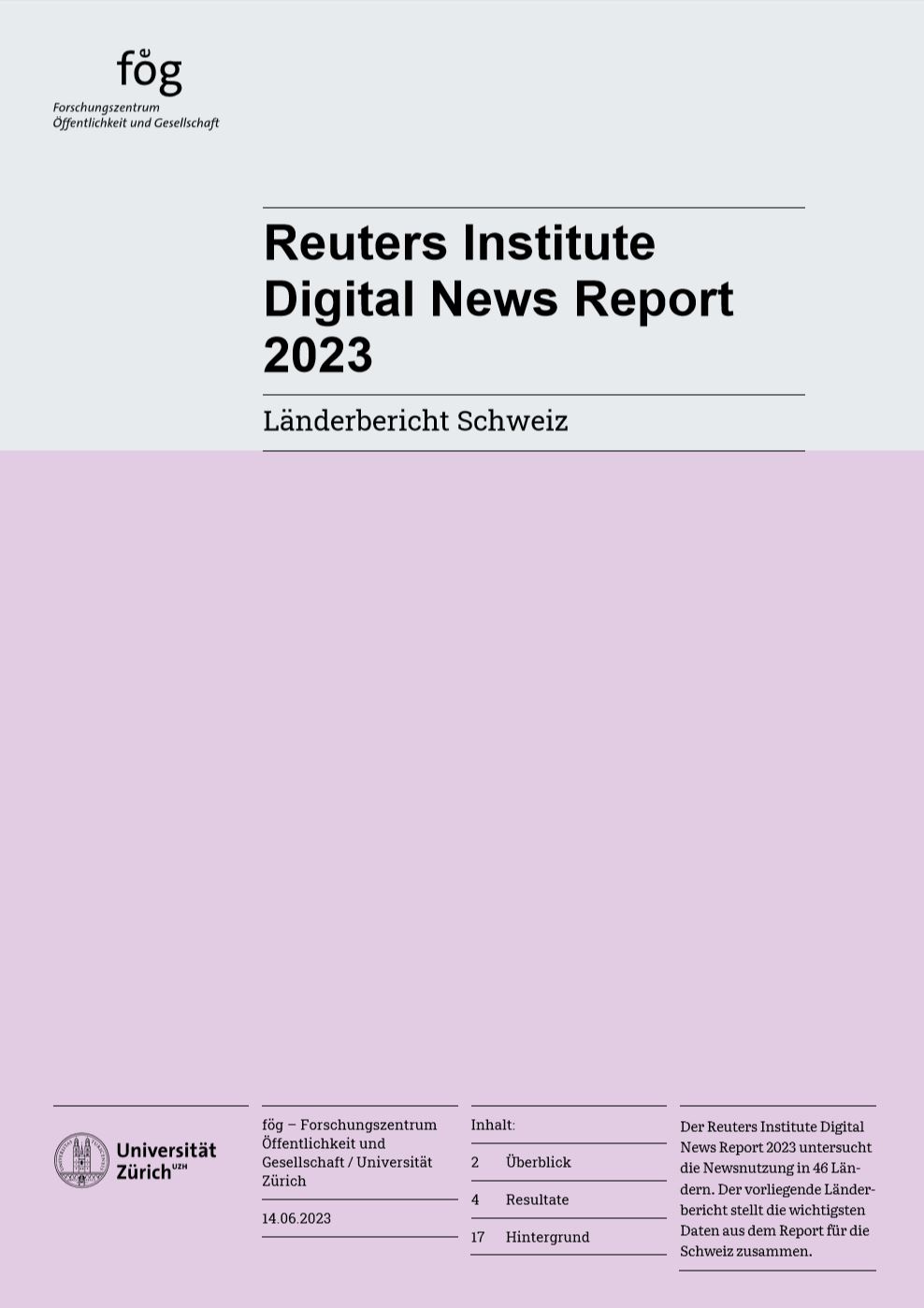 Digital News Report 2023 - Länderbericht Schweiz